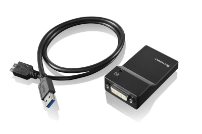 Lenovo USB 3.0 - DVI/VGA USB grafische adapter 2048 x 1152 Pixels Zwart