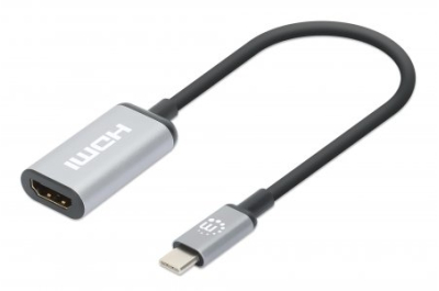 Manhattan 153706 video kabel adapter 0,15 m USB Type-C HDMI Zwart, Zilver