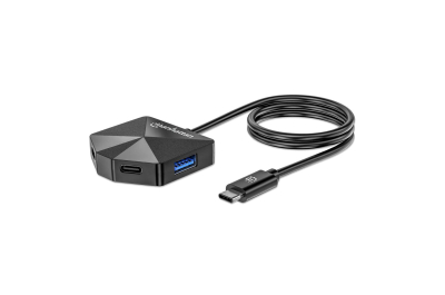Manhattan USB-C & USB-A combo dock/hub, poorten (4): USB-A (2×) + USB-C (2×), 5 Gbps (USB 3.0), hoekvorm voor makkelijke toegang, USB-gevoed (geen externe voeding vereist)