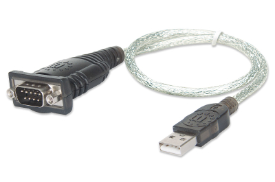 Manhattan 205146 seriële kabel Zwart, Transparant 0,45 m USB Type-A D-Sub (DB-9)