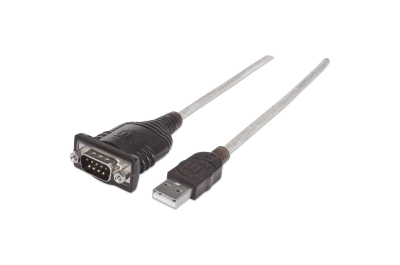 Manhattan 205153 seriële kabel Zwart, Transparant 0,45 m USB A Serial/COM/RS232/DB9