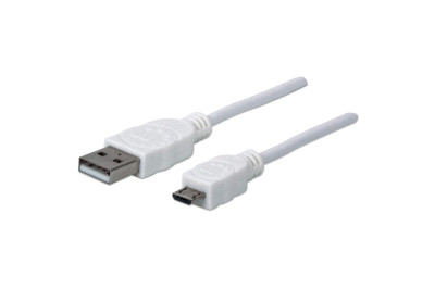 Manhattan 323987 USB-kabel USB 2.0 1 m USB A Micro-USB B Wit