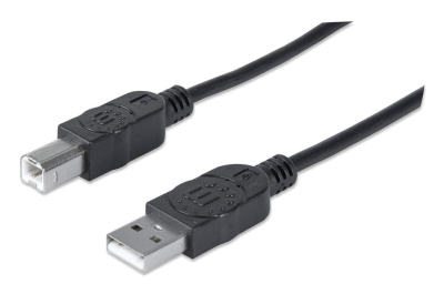 Manhattan USB-A naar USB-B kabel, 1,8 m, mannelijk naar mannelijk, 480 Mbps (USB 2.0), zwart, levenslange garantie, equivalent aan USB2HAB2M (20 cm korter)