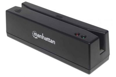 Manhattan USB-A magneetstripkaartlezer, triple-track lezer, keyboard wedge (toetsenbordemulatie), kabel van 1,5 m, zwart, 3 jaar garantie
