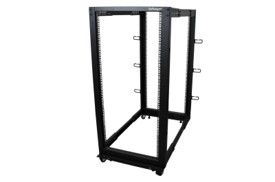 StarTech.com 4-Post 25U Mobiel Open Frame Server Rack, 19" Patchkast met Wielen en 4 Stijlen, Open Serverkast met Verstelbare Diepte voor Computer / AV / Netwerk Apparatuur - Wielen, Stelvoeten of Vloermontage