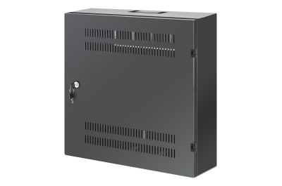 Intellinet Low-profile 19" wandkast met 4U horizontale en 2U verticale rails, slanke ruimtebesparende behuizing met slechts 170 mm diepte, ideaal voor AV/multimedia/surveillance, gemonteerd, zwart RAL 7021