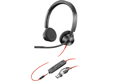 POLY Blackwire 3325 Stereo Microsoft Teams Certified USB-C Headset + 3,5 mm plug + USB-C/A adapter