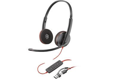 POLY Blackwire 3220 Stereo USB-C Headset + USB-C/A adapter