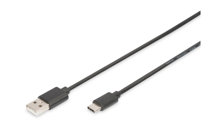 Digitus AK-300154-010-S USB-kabel USB 2.0 1 m 2 x USB A USB C 0,48 Gbit/s Zwart