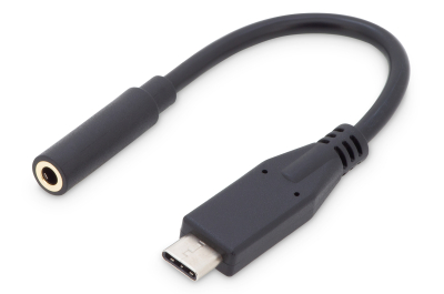 Digitus AK-300321-002-S mobiele telefoonkabel Zwart 0,2 m USB C 3.5mm
