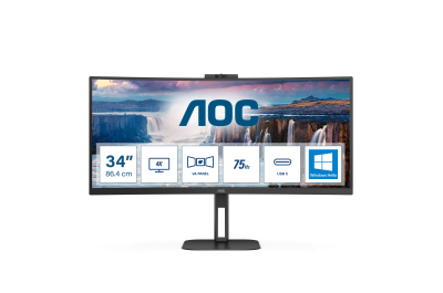 AOC V5 CU34V5CW/BK LED display 86,4 cm (34") 3440 x 1440 Pixels Wide Quad HD Zwart