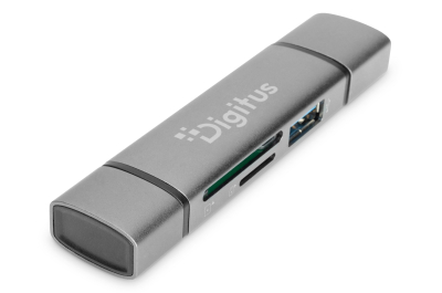 Digitus DA-70886 geheugenkaartlezer USB 3.2 Gen 1 (3.1 Gen 1) Type-A/Type-C Aluminium