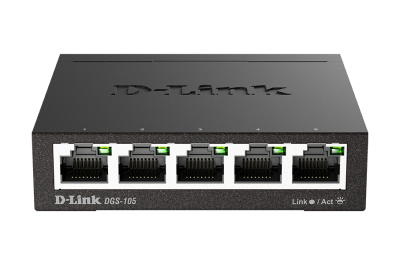 D-Link DGS-105 Unmanaged L2 Gigabit Ethernet (10/100/1000) Zwart