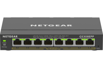 NETGEAR 8-Port Gigabit Ethernet High-Power PoE+ Plus Switch (GS308EPP)