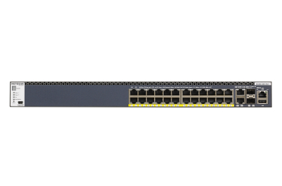 NETGEAR ProSAFE Managed Switch - GSM4328PA - Stackable platform met 24 PoE+ poorten + 2 x SFP+ en 2 x 10GBASE-T poorten (550W PSU)