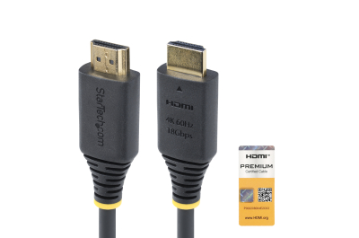 StarTech.com 2m Premium Gecertificeerde High Speed HDMI Kabel, 4K 60Hz/1440p 144Hz, HDR10/HDCP 2.2/ARC, 18Gbps, UHD HDMI 2.0 Kabel voor TV/Monitor/Display, TPE Mantel