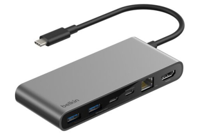 Belkin INC024HQSGY interface hub USB Type-C 10000 Mbit/s Grijs