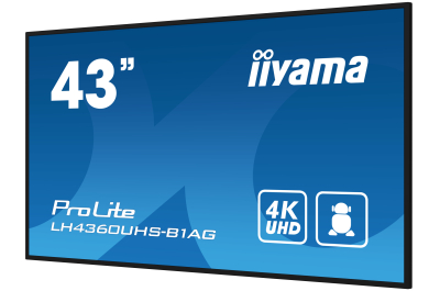 iiyama LH4360UHS-B1AG beeldkrant Digitaal A-kaart 108 cm (42.5") LED Wifi 500 cd/m² 4K Ultra HD Zwart Type processor Android 11 24/7