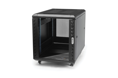 StarTech.com 4 Post 12U Netwerkkast, Vergrendelbare 19" Patchkast voor Computer / AV / IT / Data Apparatuur, Server Rack voor Bureau/Thuis met Wielen & Verstelbare Montagerails