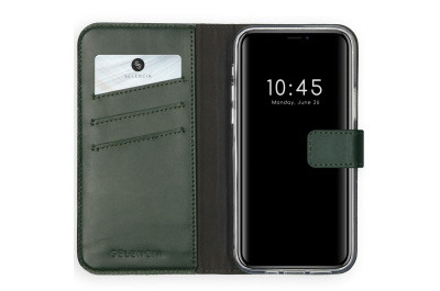 Selencia Echt Leren Bookcase Apple iPhone 12 (Pro) - Groen