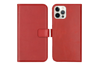 Selencia Echt Leren Bookcase Apple iPhone 12 (Pro) - Rood
