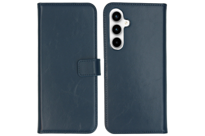 Selencia Echt Leren Bookcase Samsung Galaxy A55 - Donkerblauw