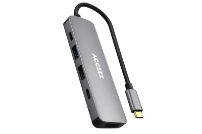 Accezz 5-in-1 USB-C Hub - 4K 30Hz Ultra HD - 100 Watt opladen - Docking station