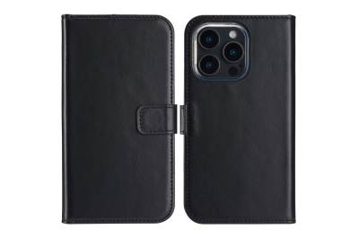 Selencia Echt Leren Bookcase Apple iPhone 16 Pro - Zwart