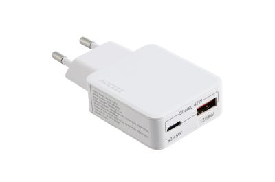 Accezz Ultra Slim GaN Oplader - USB-C + USB-A - 45W - Wit