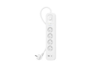 Belkin SRB001CA2M Overspanningsbeveiliging Wit 4 AC-uitgang(en) 2 m