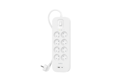 Belkin SRB003CA2M Overspanningsbeveiliging Wit 8 AC-uitgang(en) 2 m