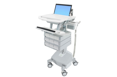 Ergotron SV44-1192-C multimediawagen & -steun Aluminium, Grijs, Wit Notebook Multimediawagentje