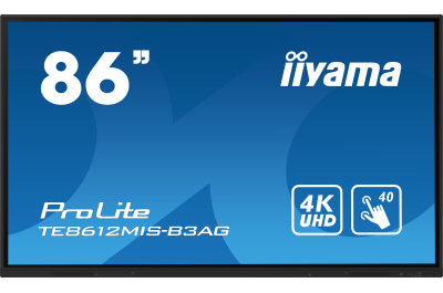 iiyama TE8612MIS-B3AG beeldkrant Kiosk-ontwerp 2,18 m (86") LCD Wifi 400 cd/m² 4K Ultra HD Zwart Touchscreen Type processor Android 11 24/7