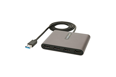 StarTech.com USB 3.0 naar 4x HDMI Adapter, Externe Video & Grafische Kaart, USB Type-A naar Quad HDMI Display Adapter Dongle, 1080p 60Hz, Multi Monitor USB A naar HDMI Converter, Enkel Windows