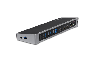 StarTech.com Triple Monitor USB 3.0 Docking Station met 2x 4K DisplayPort & HDMI - 5 Port USB-A Hub (1x Fast-Charge), 3.5mm Audio, GbE - USB Type A Universeel Laptop Dock voor MacOS / Windows