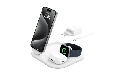 Belkin BoostCharge Hoofdtelefoons, Smartphone, Smartwatch Wit USB Draadloos opladen Snel opladen Binnen